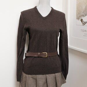 Dark Brown V Neck Wool Sweater 🦥 GAP